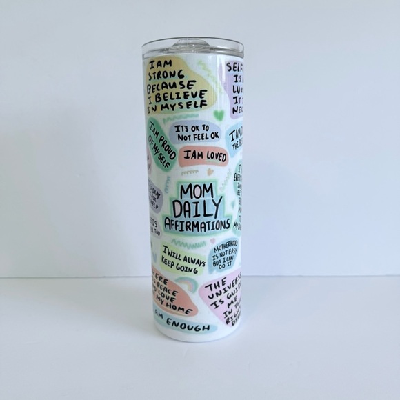 Inspirational Mom Daily Affirmations 20oz Skinny Sublimation Tumbler - Picture 2 of 4